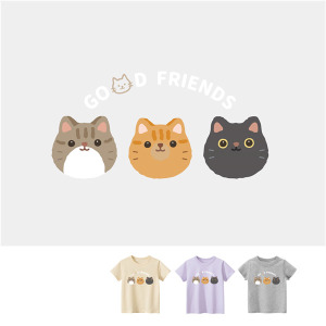 兒童｜KV獨家限定款｜台灣原創T短袖 貓貓好朋友A