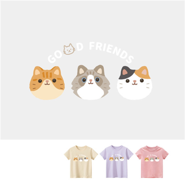 兒童｜KV獨家限定款｜台灣原創T短袖 貓貓好朋友B