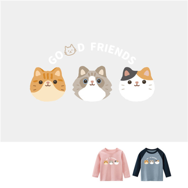 兒童｜KV獨家限定款｜台灣原創T長袖 貓貓好朋友B
