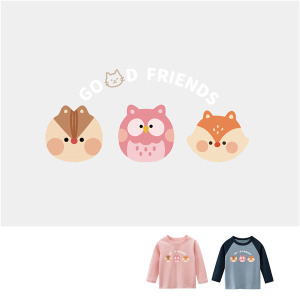 兒童｜KV獨家限定款｜台灣原創T長袖 貓頭鷹好朋友
