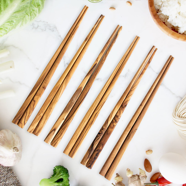 個人用筷-家庭號6雙套組-23公分-橄欖木筷