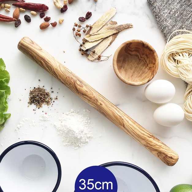 桿麵棍35公分-直柄款-一體成形橄欖木