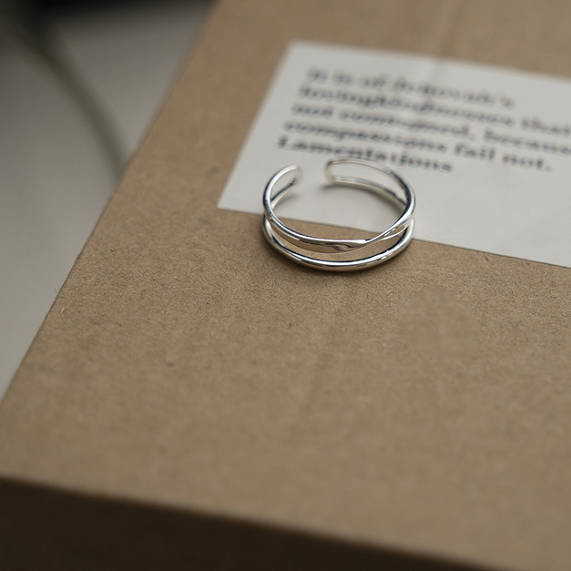 雙層-925純銀戒指｜可微調