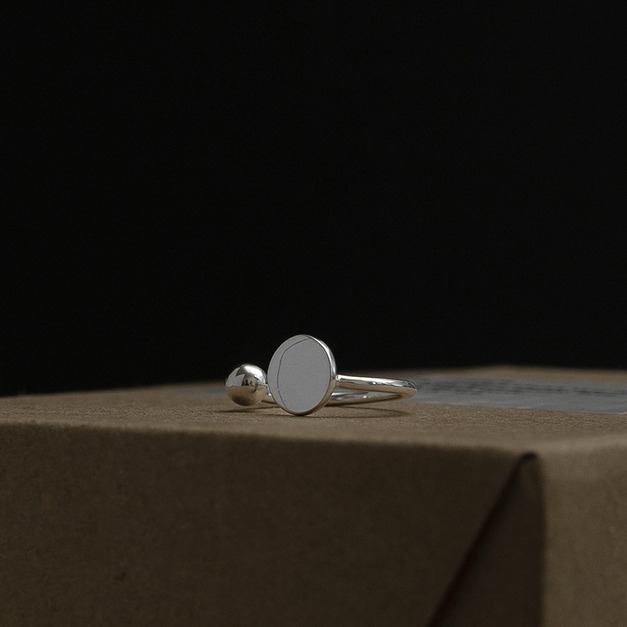 ◯-圓形亮面-925純銀戒指｜可微調