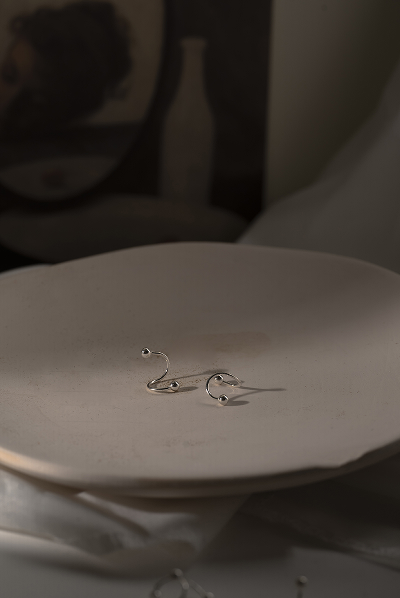 迴-單支-925純銀鎖式耳環