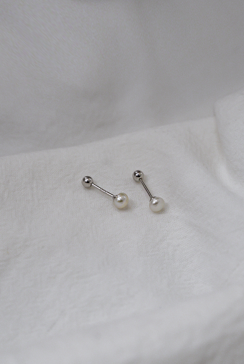Yoi-養殖珍珠-單支-925純銀-鎖式耳環
