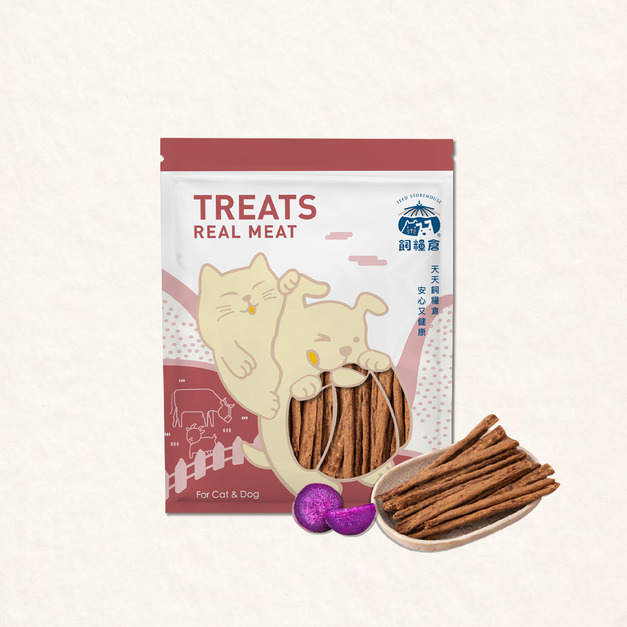 【寵物零食】紫芋地瓜牛肉條 | 天然原肉 低溫製作 豐富膳食纖維 低敏適合敏感毛孩  
