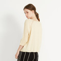 繡晴系列女式中袖套衫 - 米白_2