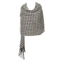 高原千鳥格氂牛絨披肩 - 米白/黑_2