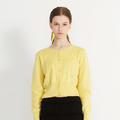 繡晴系列女式短款修身開衫 - 嫩黃_1