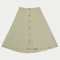 尋繹女士環保棉單排扣中長裙 - 豆沙綠