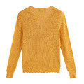 百搭坑條花邊針織開衫-向日葵黃_2