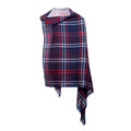 復古格紋流蘇氂牛絨披肩 - 深藍/黑/淺灰_1