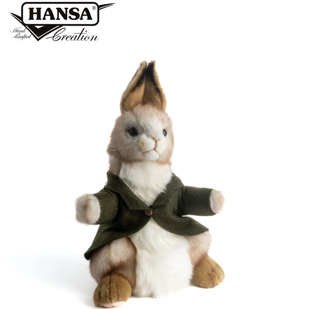 Hansa 8351-小兔子手偶(綠衣服)33公分高