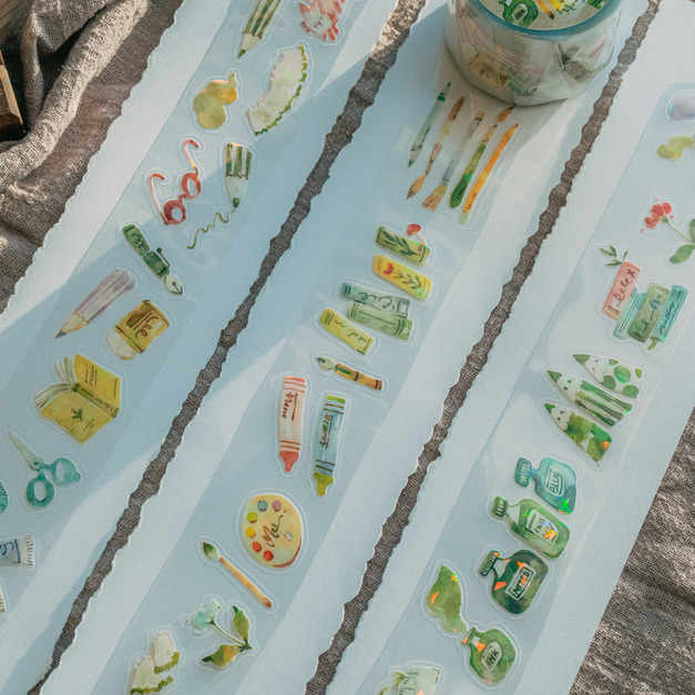 【Meow Illustration】文房具 亮面貝殼光割型PET膠帶(特油加白墨含離型紙)