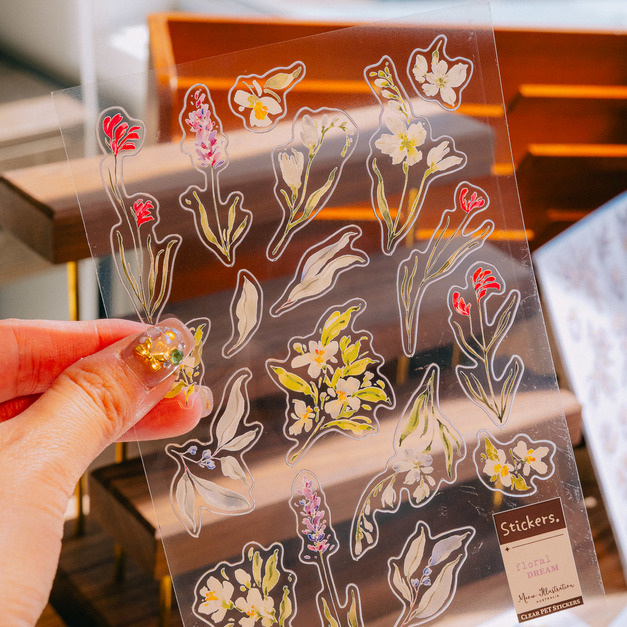 【Meow Illustration】花夢 透明貼紙