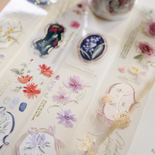 【wwiinngg】燙金亮面PET膠帶(特油含離型紙) - 飾花語集