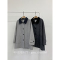 ｜深灰 現貨｜ 翻領撞色中長版羊毛大衣_11