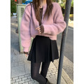 ｜灰/紫粉 現貨｜ 粉嫩色系中短版羊駝毛針織外套_18