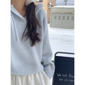 ｜象牙/藍 現貨｜ 溫柔羊駝毛連帽針織上衣_15