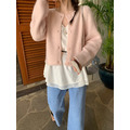 ｜粉/灰 現貨｜ 溫柔色系短版針織罩衫_6