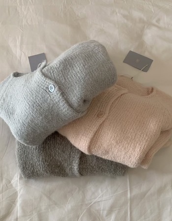 ｜粉/灰  現貨｜  溫柔色系短版針織罩衫