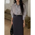 ｜預購｜ 俐落多穿附腰帶天絲長版襯衫_21