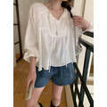 ｜預購｜ 寬鬆舒適縮袖開襟上衣_4