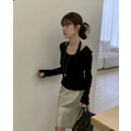 ｜炭黑/黑 現貨｜ 氣質兩件式繞頸修身上衣_6