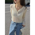 ｜象牙 現貨｜ 溫柔短版馬海毛開釦針織上衣_7