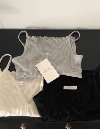 ｜灰 現貨｜  春夏質感花邊細肩背心