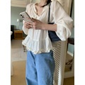 ｜預購｜ 光澤感花邊小裙擺縮袖上衣_24