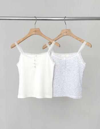 ｜預購｜  優雅蕾絲開釦細肩背心