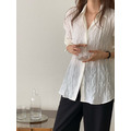 ｜預購｜ 知性光澤感皺皺綁帶襯衫_1
