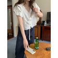 ｜預購｜ 優雅澎袖V領短袖上衣_1