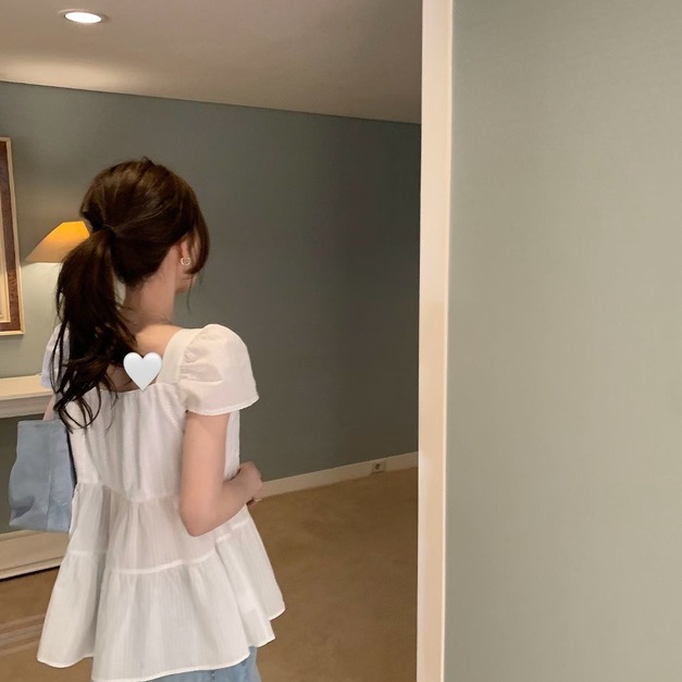｜預購｜  優雅澎袖裙擺上衣
