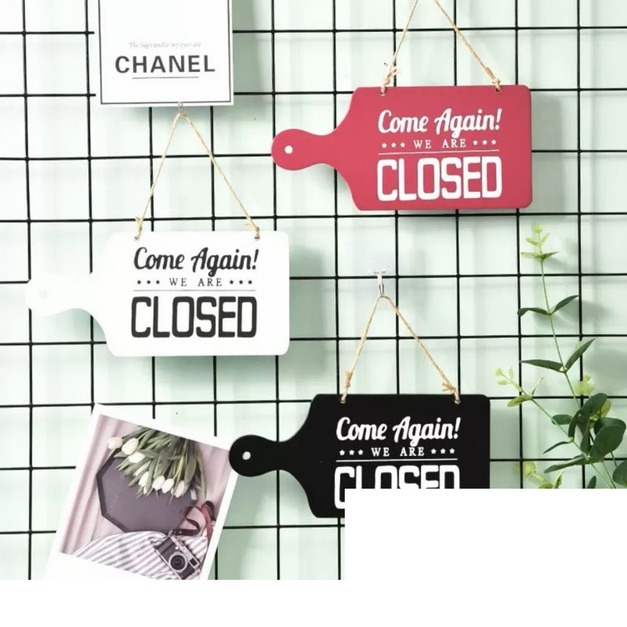 營業中吊牌 OPEN CLOSED 雙面掛牌｜砧板款 彩帶款 木紋款 黑白紅