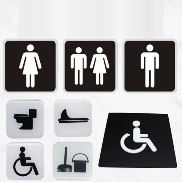 廁所標示牌 洗手間門牌｜男廁女廁無障礙 10&times;10cm 壓克力