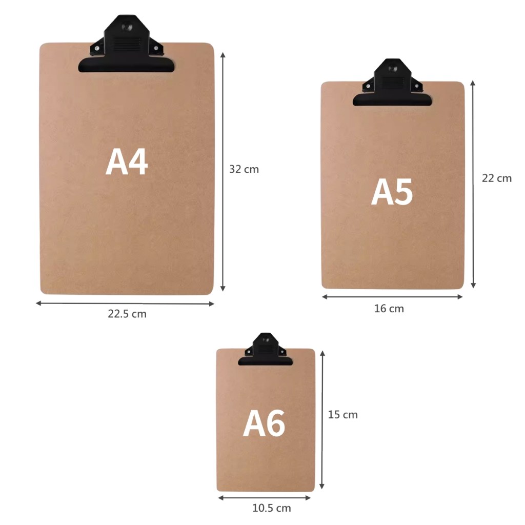 文件夾板 A4、A5、A6 三種尺寸:32×22.5、22×16、15×10.5 公分