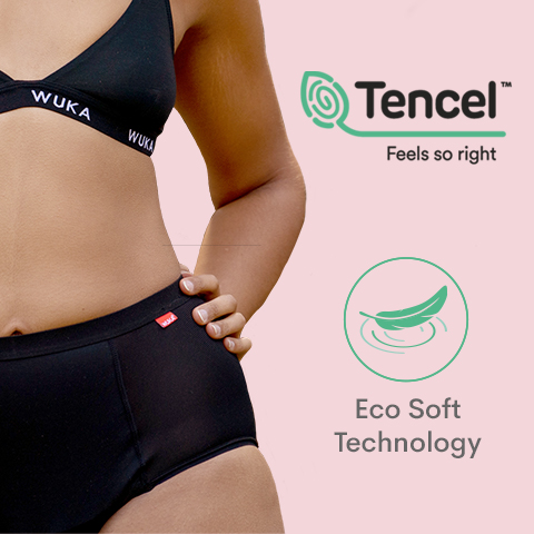 英國B型企業永續月經內著 WUKA [重度流量=3個衛生棉] 高腰天絲包屁月經褲 吸血內褲 月亮褲 W2ULHWHFBL