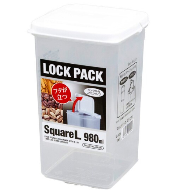 Sanada 日本製 可堆疊塑膠保鮮盒 980ml (白蓋)