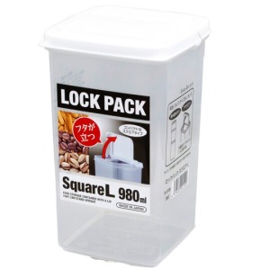 Sanada 日本製 可堆疊塑膠保鮮盒 980ml (白蓋)