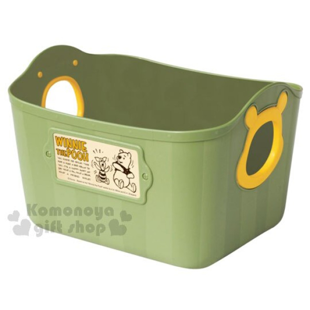 迪士尼 小熊維尼 日製置物籃《2.5L.綠.造型提把.方形》輕鬆美化空間