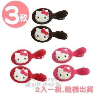 Hello Kitty 造型塑膠髮夾組《3款隨機.2入.粉/紅/棕》
