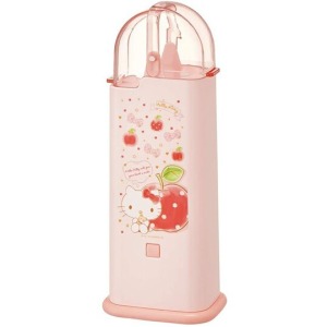 Hello Kitty 日本製 掀蓋塑膠餐具收納盒 (粉蘋果款)