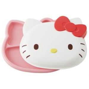 Hello Kitty 大臉造型三格微波餐盤 附蓋 (白色款)