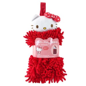 Hello Kitty 可掛式造型擦手巾 (紅 大臉)