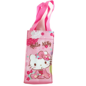 Hello Kitty 方形尼龍保冷水壺袋 (粉 和服)