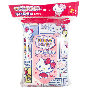 Hello Kitty 10抽手口濕紙巾包3入組 (桃格圖款)