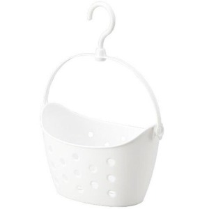 INOMATA 日本製 塑膠掛勾瀝水收納籃 (白)